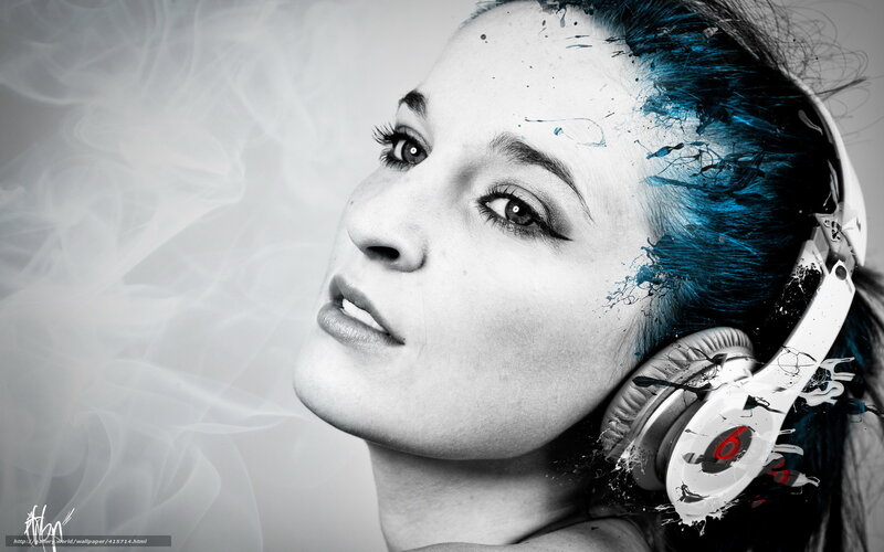 woman with headphones and smoke