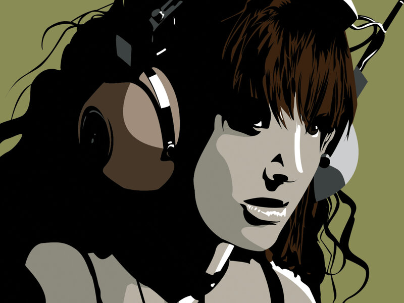 woman with headphones illustration