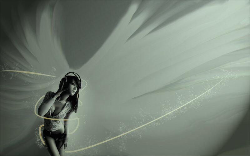 woman with headphones in motion