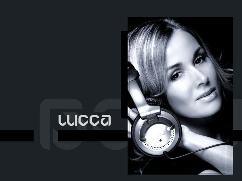 woman with headphones on black background