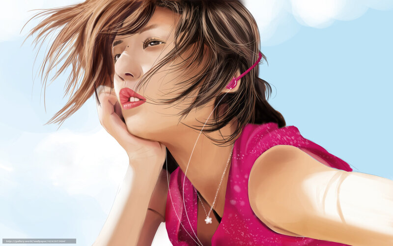 Woman with Headphones — Pink, Calm, Afternoon