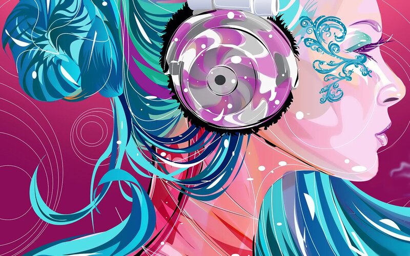 Woman with Headphones — Pink