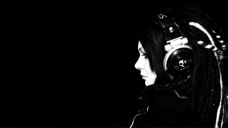 woman with headphones profile