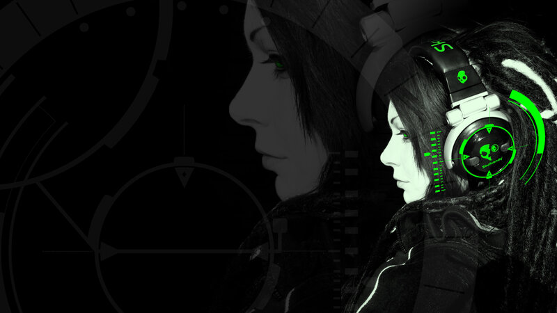 woman with headphones profile