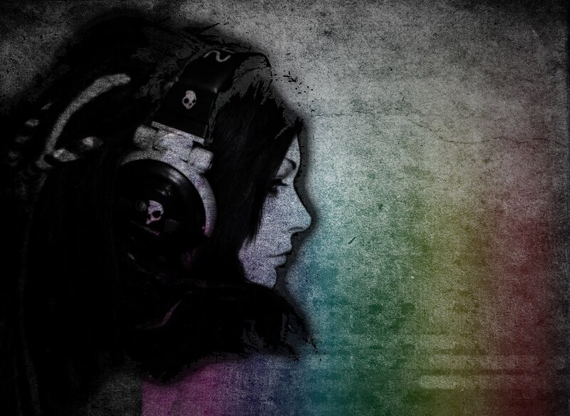 woman with headphones profile