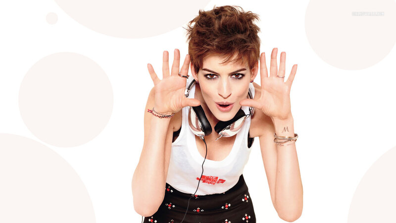 Woman with Headphones — White, Playful