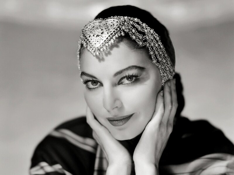 Woman with Headpiece — Black, Dramatic, Photograph