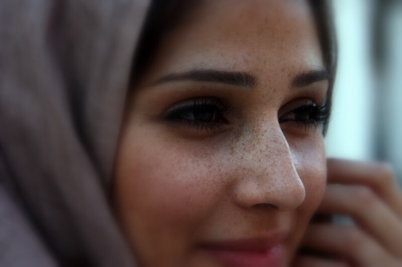 woman with headscarf close-up
