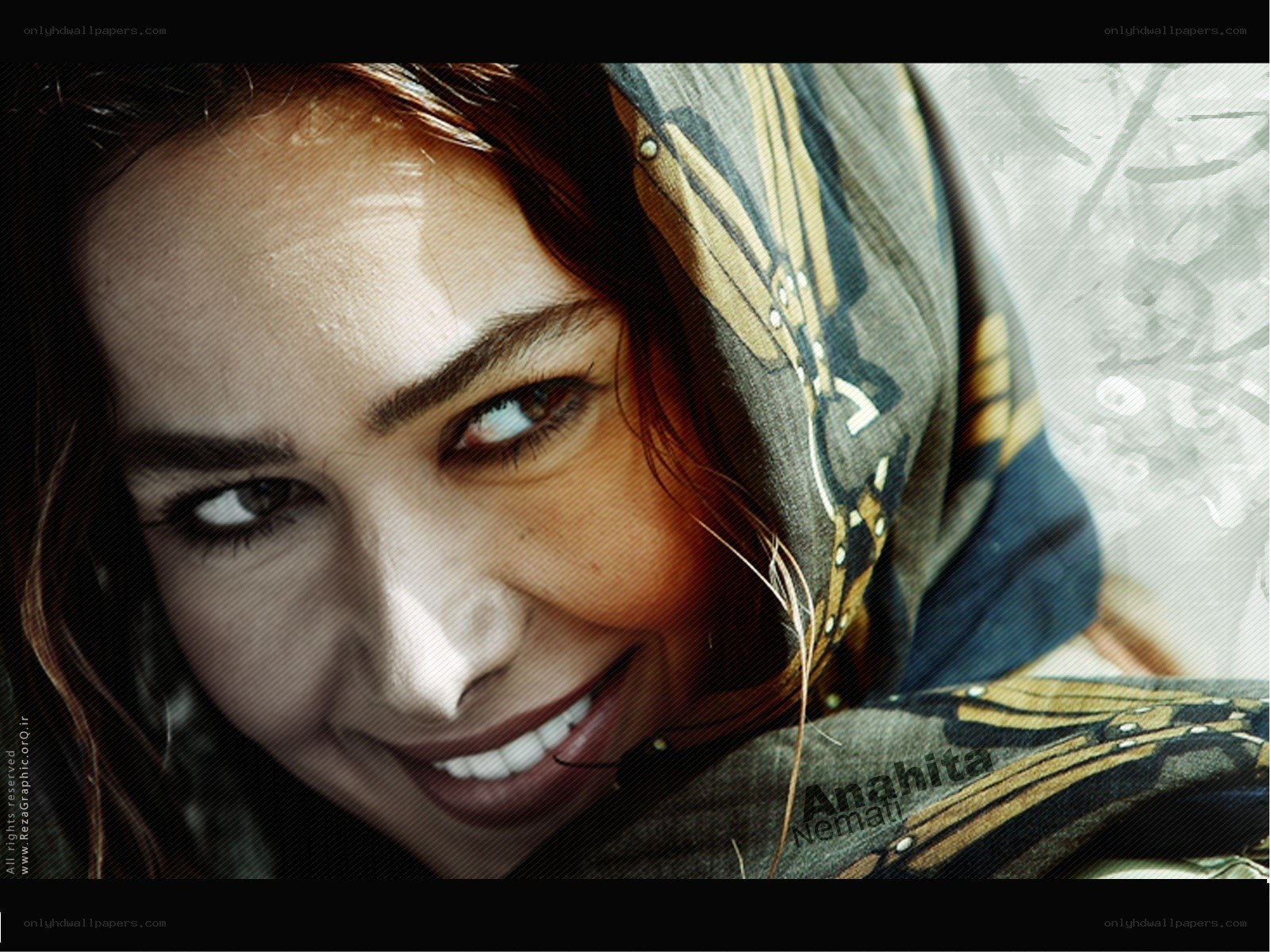 woman with headscarf smiling