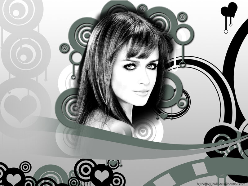 woman with heart and circle graphics