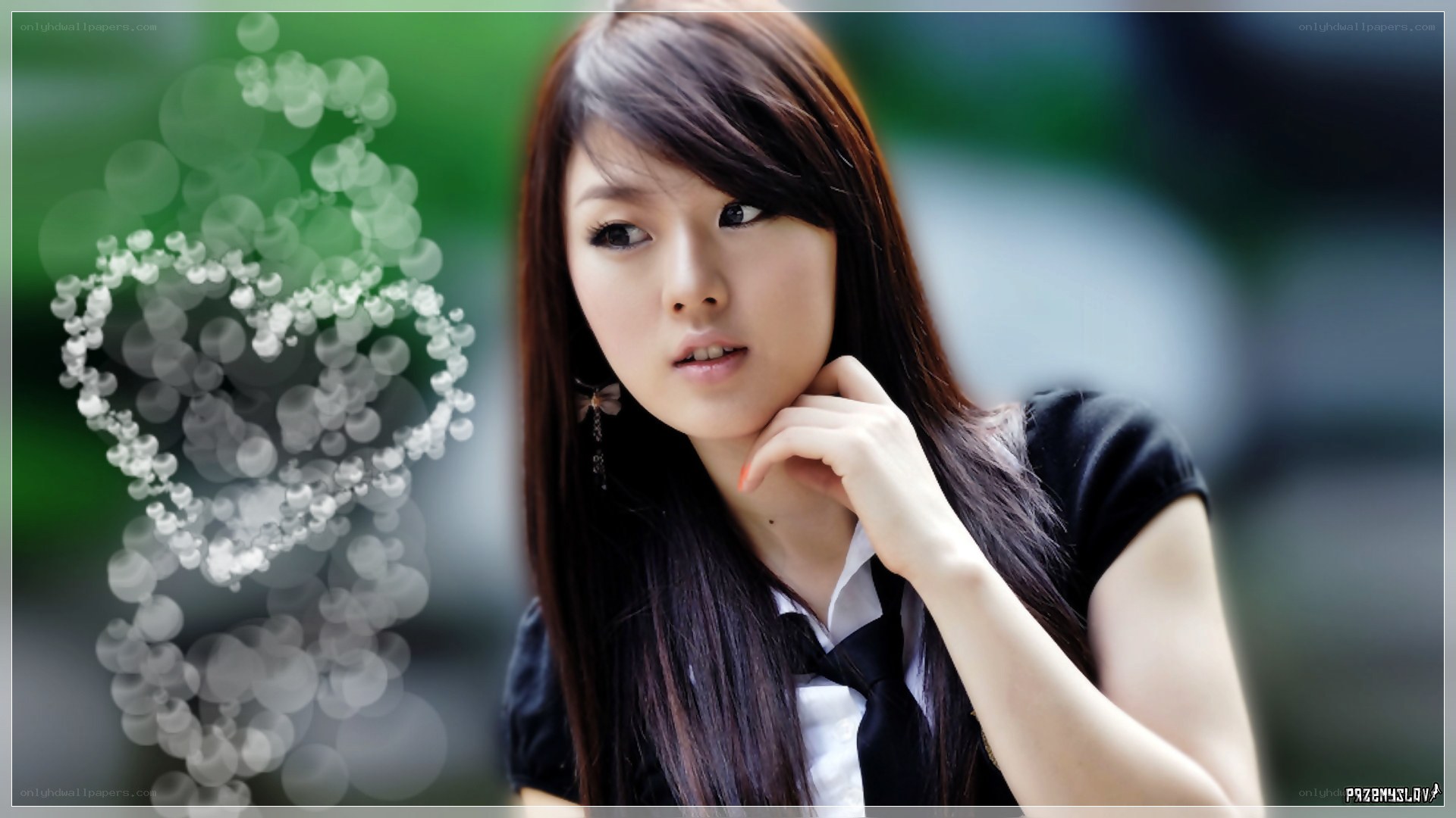 woman with heart bokeh effect