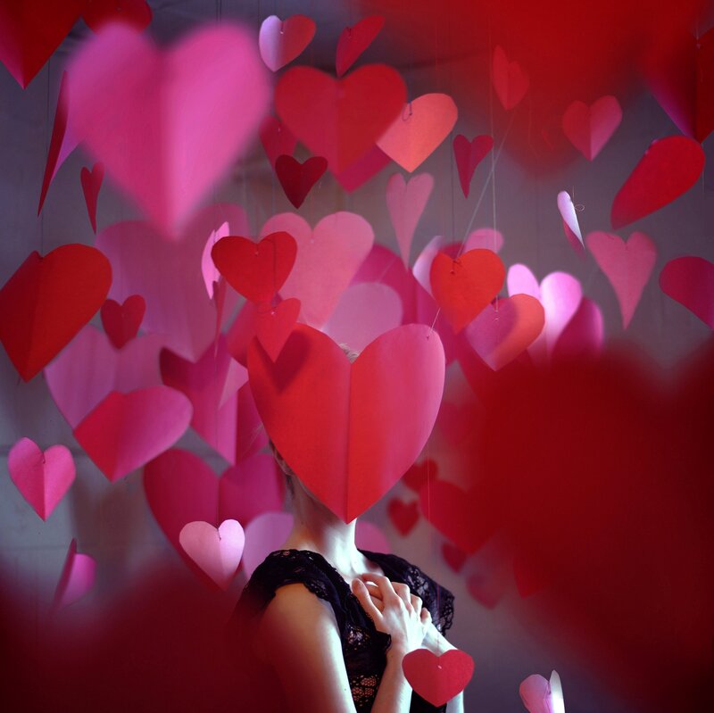 Woman with Heart Decorations — Red, Romantic