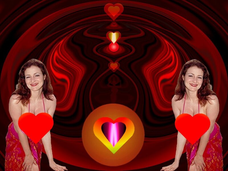 Woman with Heart Graphics — Red