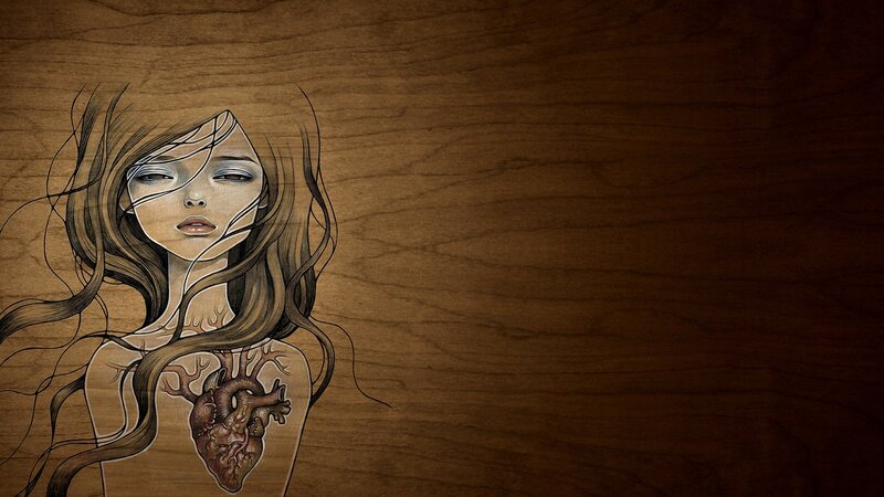 woman with heart illustration