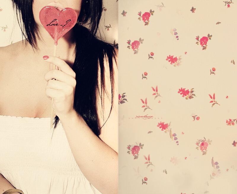 woman with heart lollipop