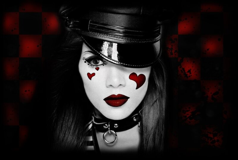 Woman with Heart Makeup — Black