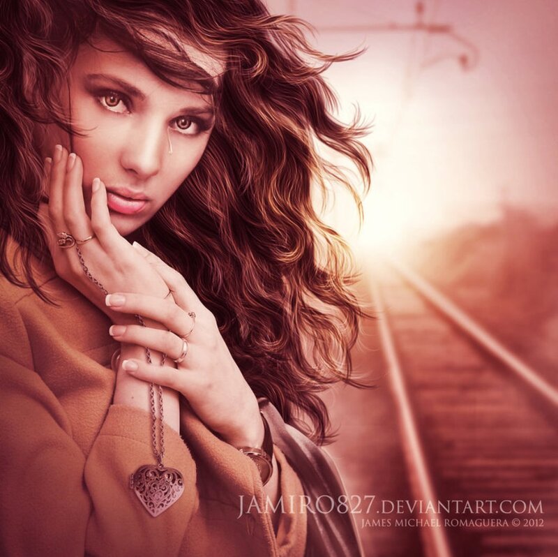 Woman with Heart Pendant — Brown