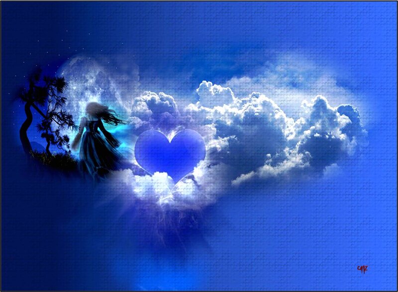 Woman with Heart-shaped Cloud