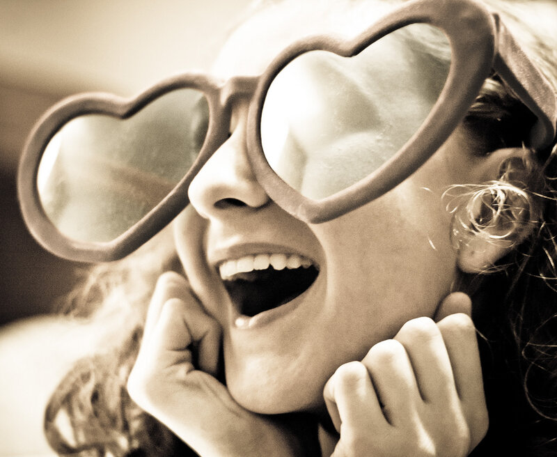 Woman with Heart-shaped Glasses — Sepia