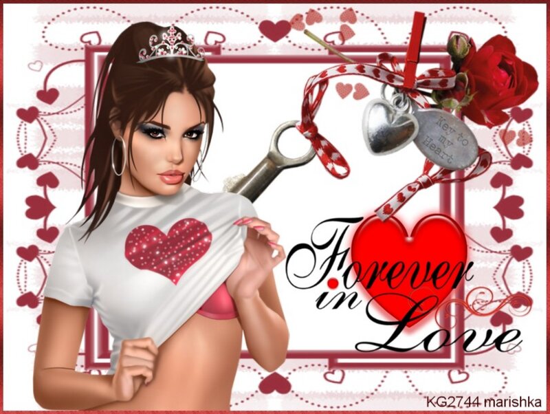 Woman with Heart Shirt — Red