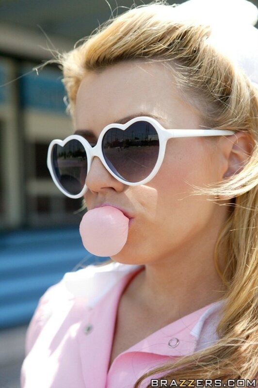 woman with heart sunglasses