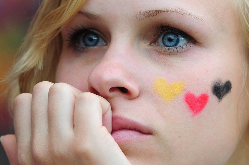 woman with hearts on her face