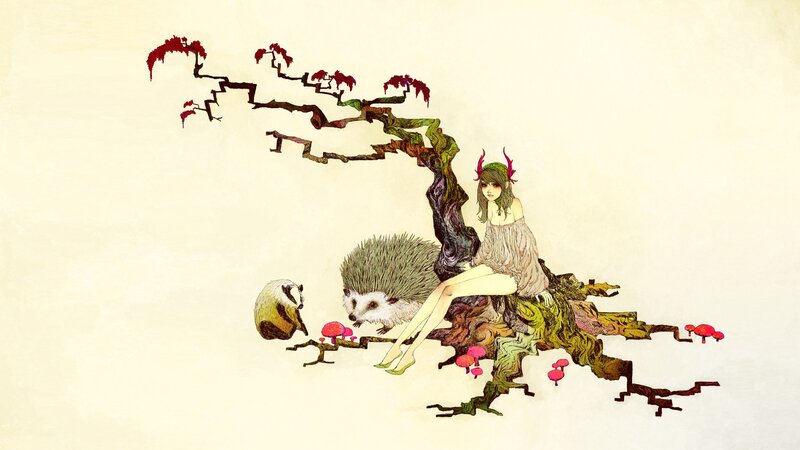 Woman with Hedgehog — Beige