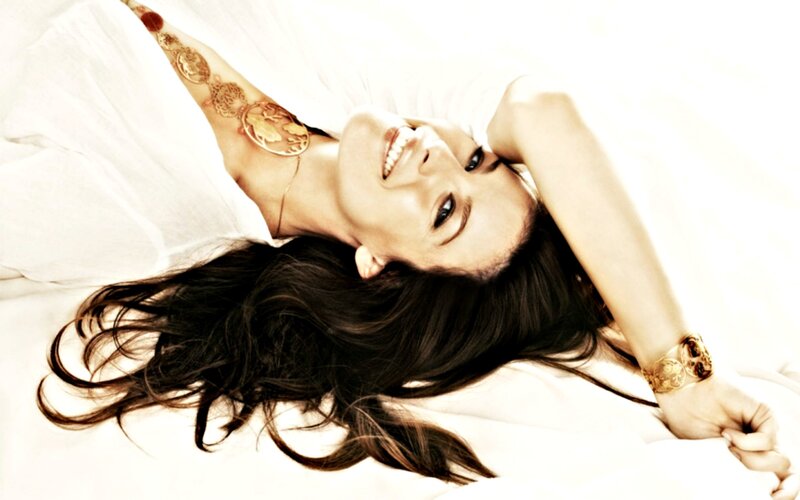 Woman with Henna Tattoos — White, Relaxed