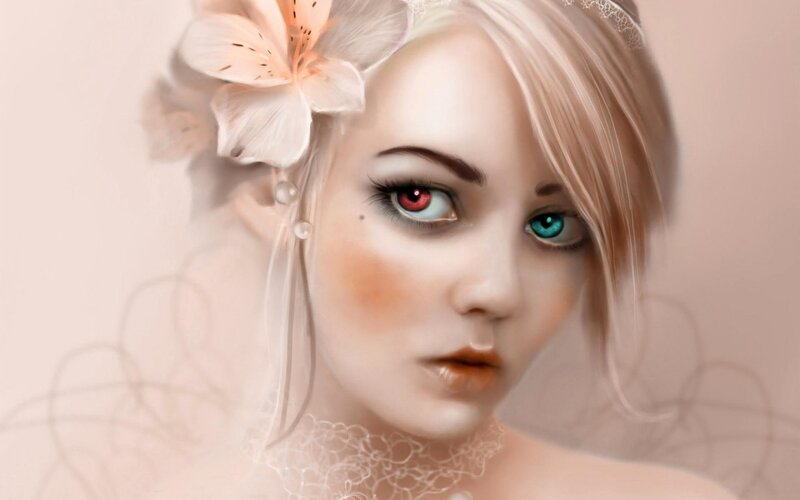 Woman with Heterochromia — Pink