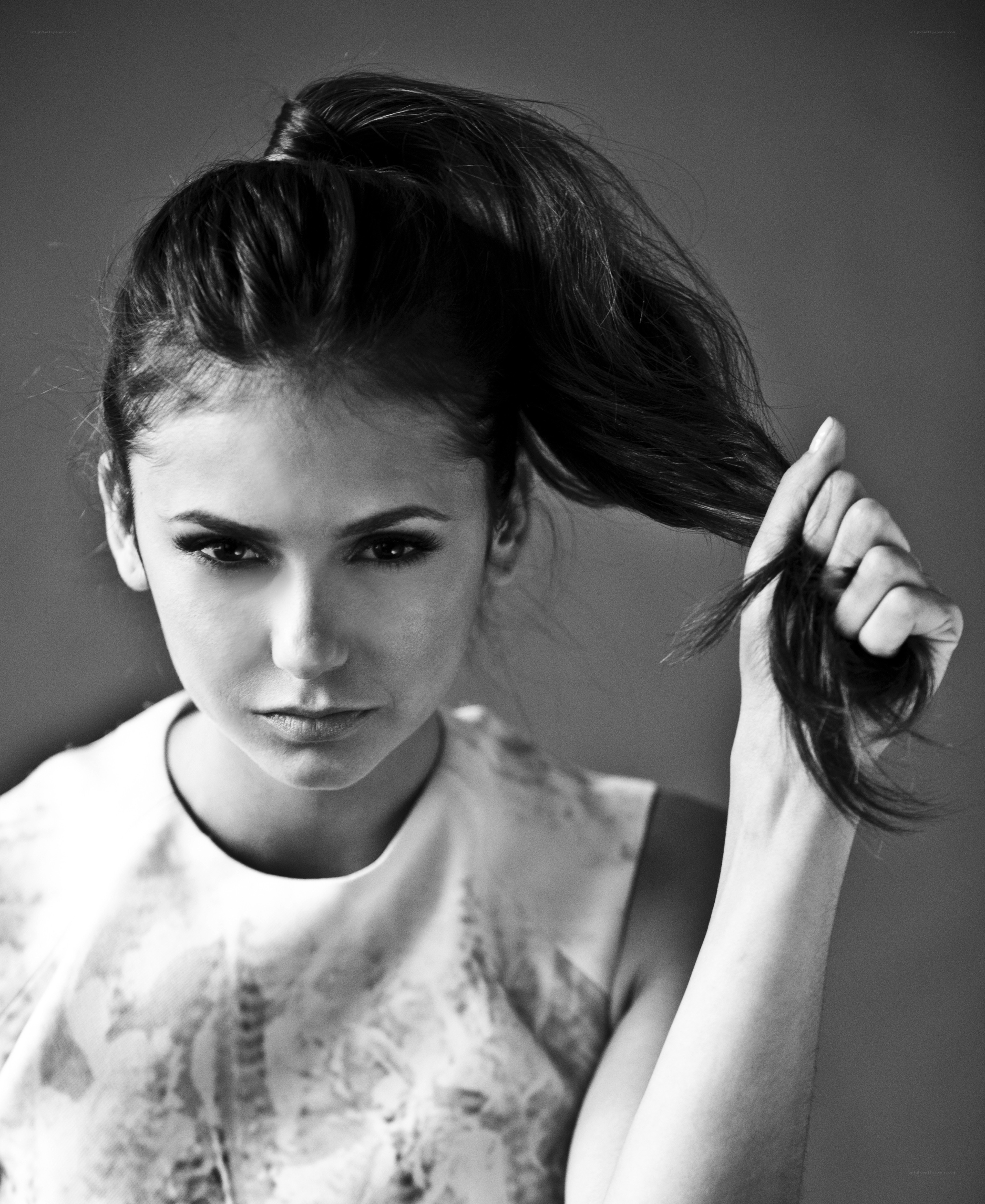 woman with high ponytail