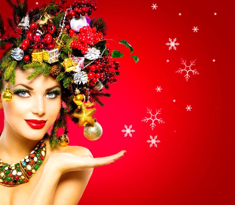 Woman with Holiday Crown — Red, Festive, Winter