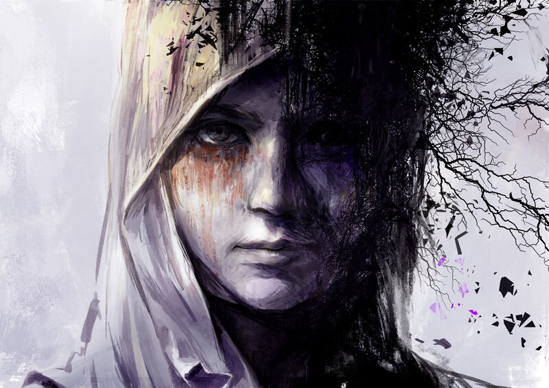 Woman with Hooded Face — White