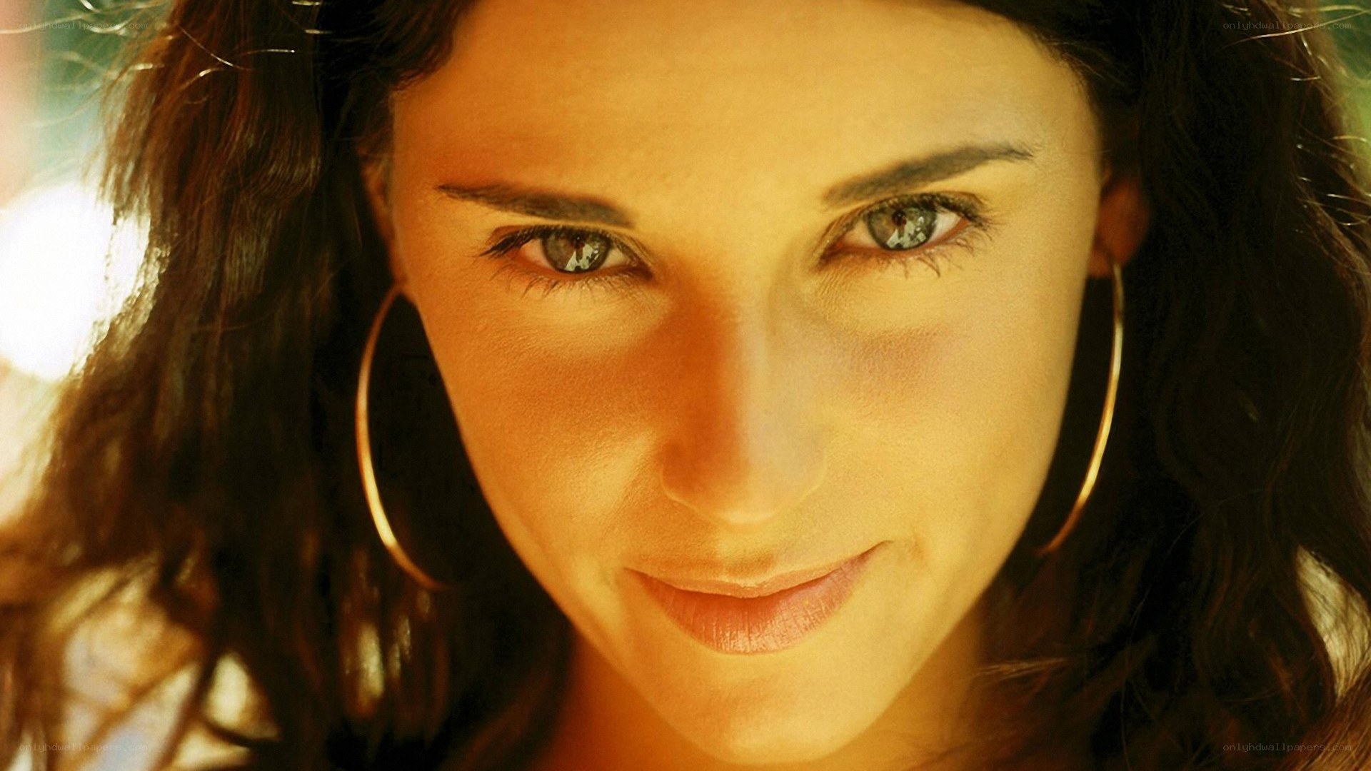 woman with hoop earrings
