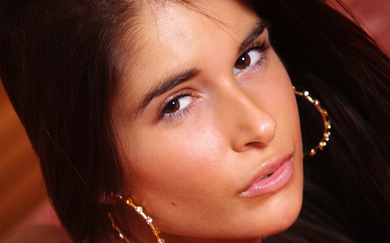 woman with hoop earrings