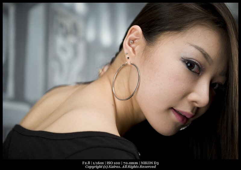 woman with hoop earrings