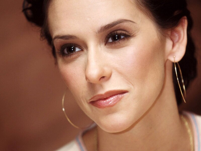woman with hoop earrings