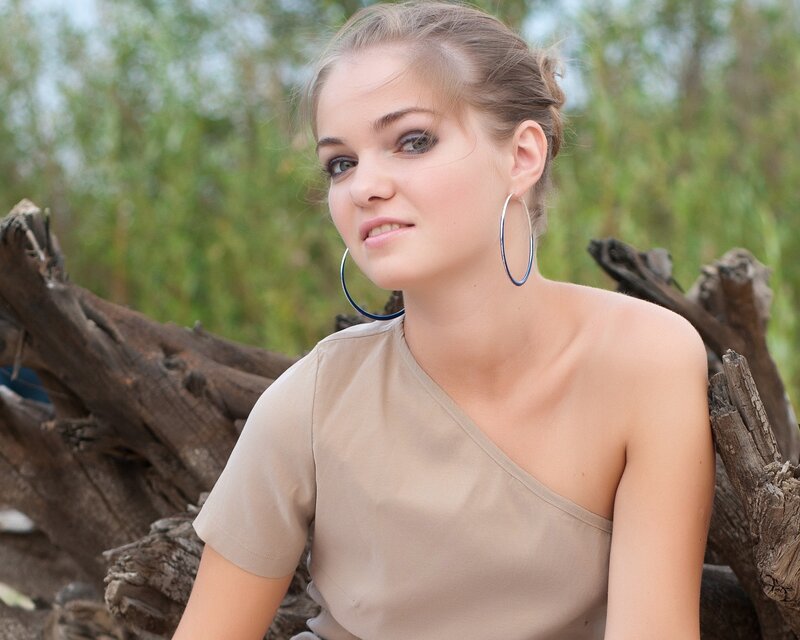 woman with hoop earrings