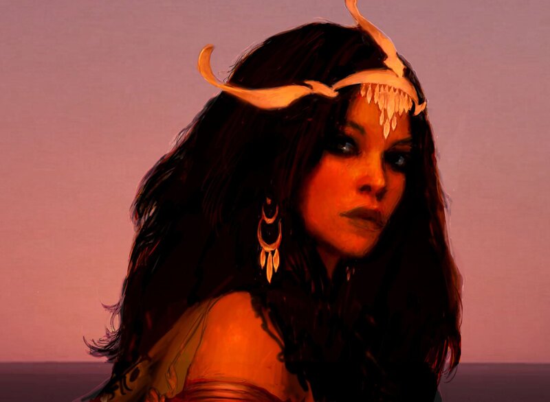 woman with horned headdress