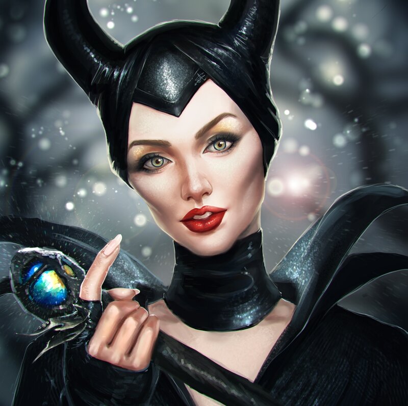 Woman with Horns and Black Cloak