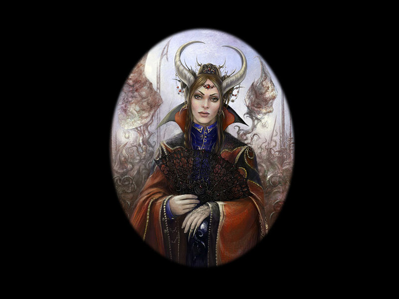 Woman with Horns and Fan