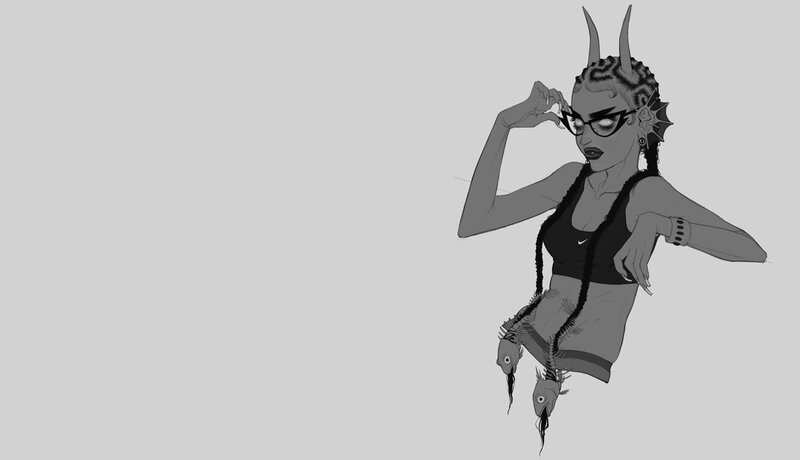 Woman with Horns and Glasses