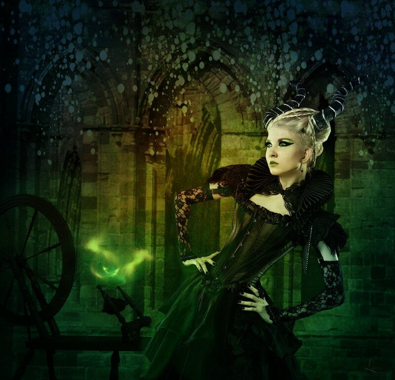Woman with Horns and Green Makeup