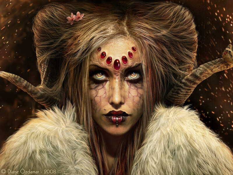 Woman with Horns and Makeup