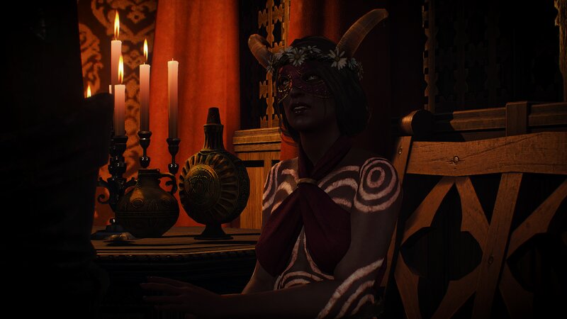 Woman with Horns and Mask — Brown