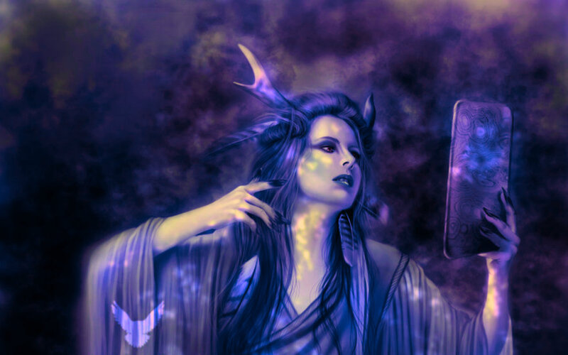 Woman with Horns and Mirror