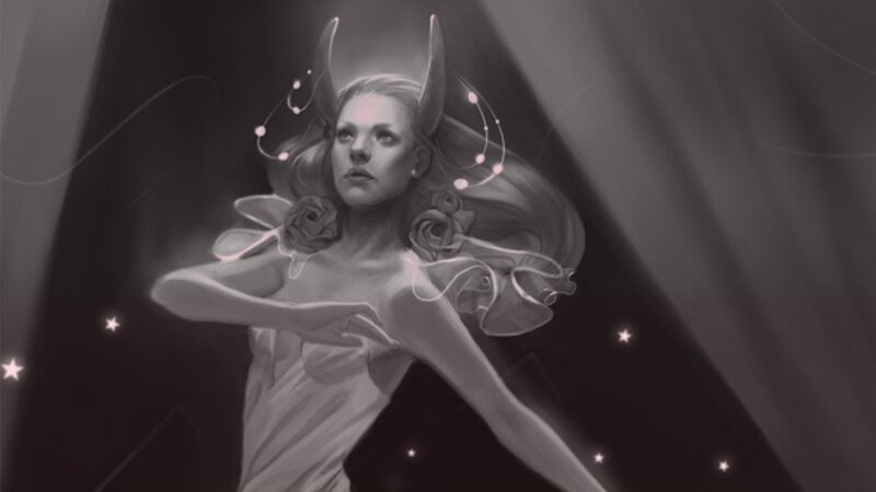 Woman with Horns and Roses