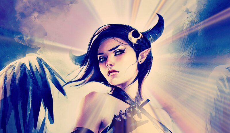 Woman with Horns and Wings — Blue
