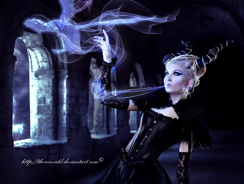 Woman with Horns Casting Spell