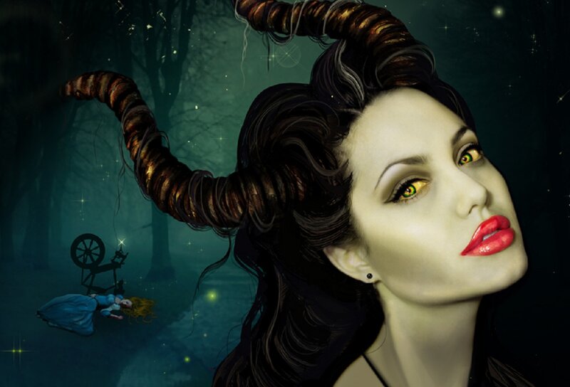 Woman with Horns in Forest — Green