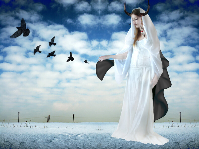 Woman with Horns in Snow